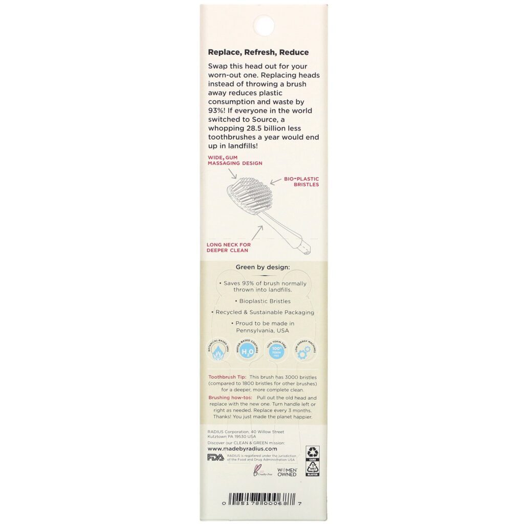 RADIUS, Brush Head Replacement, Medium, 2 Pack - Imagem 3