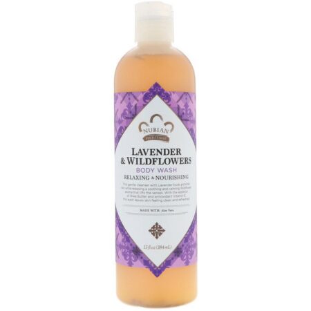 Nubian Heritage, Sabonete Líquido para o Corpo, Lavanda e Flores Silvestres, 384 ml (13 fl oz)