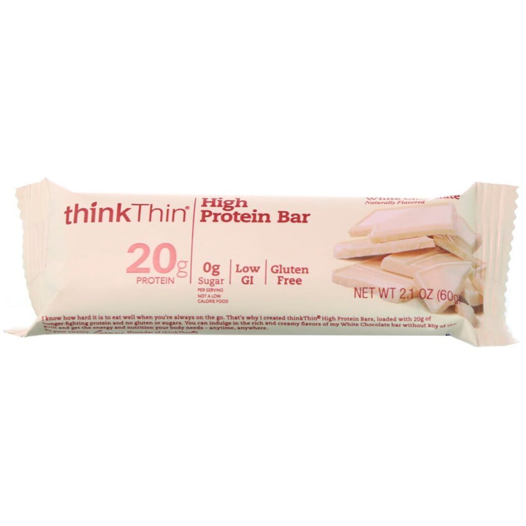 ThinkThin, Barra com Alto Teor de Oroteína, Chocolate Branco, 10 Barras, 60 g (2,1 oz) Cada - Imagem 4