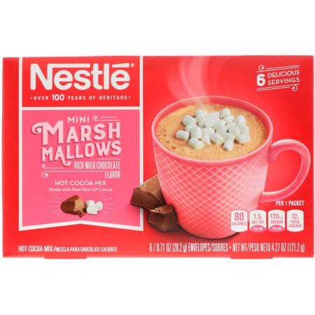 Nestle Hot Cocoa Mix, Mini Marshmallows, Sabor de Chocolate ao Leite Rico, 6 Envelopes, 20,2 g (0,71 oz) Cada