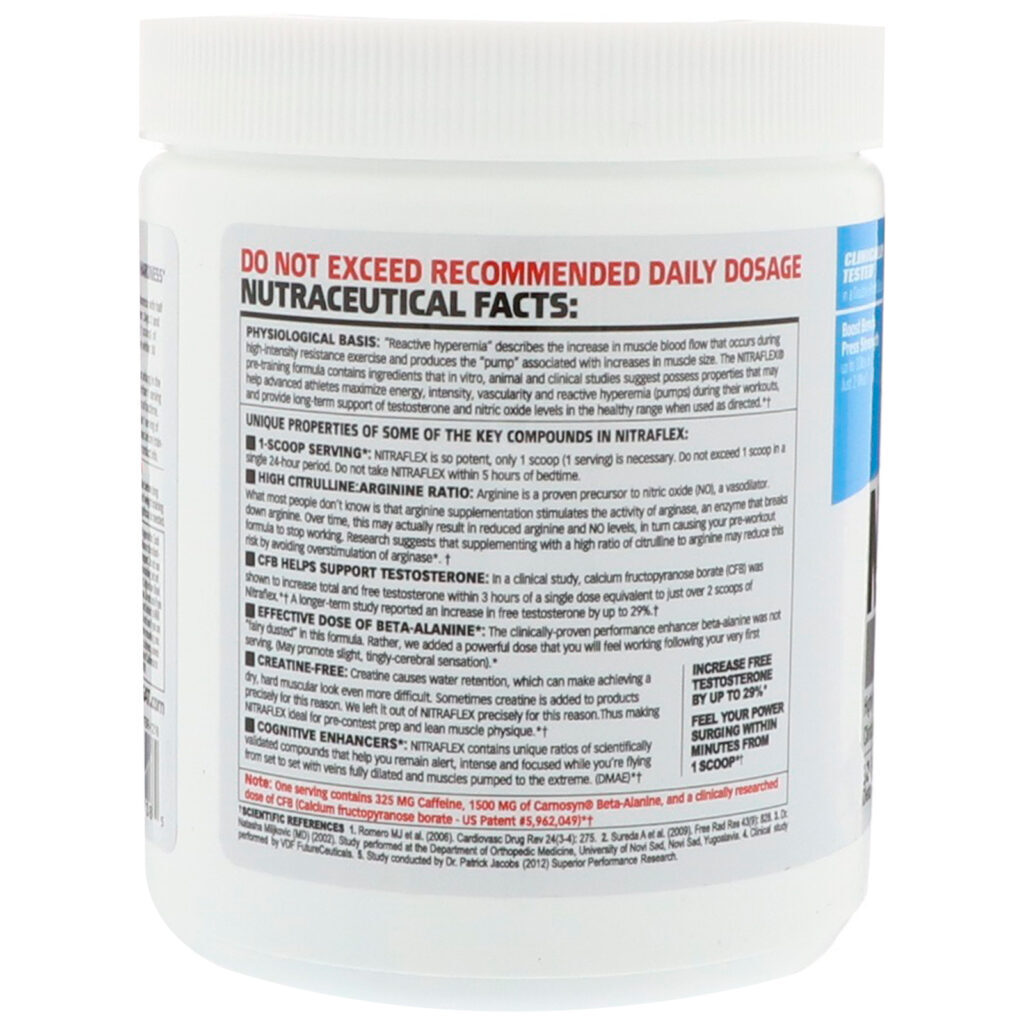 GAT, NITRAFLEX, Blue Raspberry, 10.6 oz (300 g) - Imagem 3