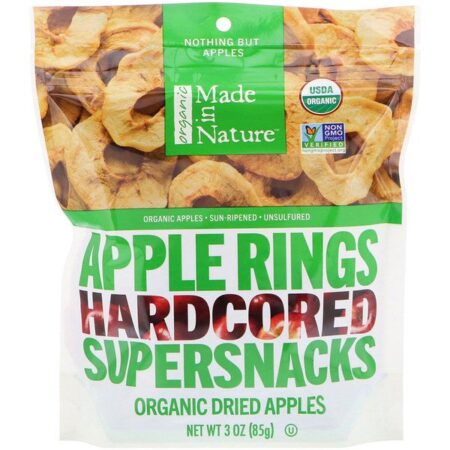 Made in Nature, Orgânicos, anéis de maçã, superlanches endurecidos, 3 onças (85 g)