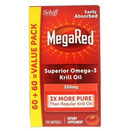 Schiff, MegaRed, Superior Óleo de Krill Omega-3, 350 mg, 120 Cápsulas gelatinosas