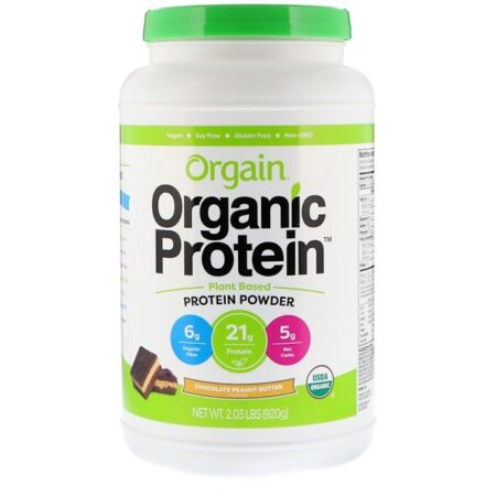 Orgain, Proteína Orgânica em Pó, à Base de Plantas, Manteiga de Amendoim e Chocolate 920 g (2,03 lb)