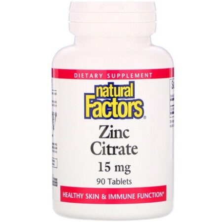 Natural Factors, Citrato de Zinco, 15 mg, 90 Comprimidos