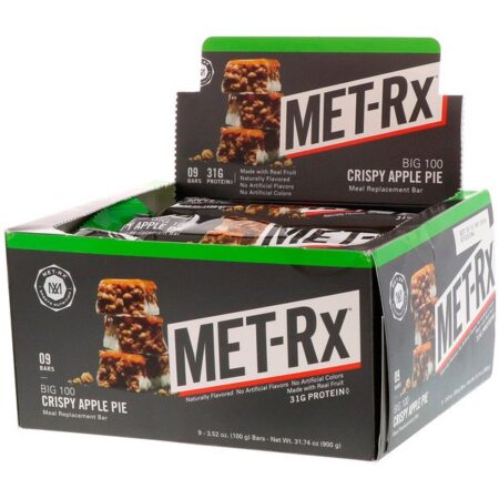 MET-Rx, Grande 100 Colossal, Barra de Reposição de Alimentação, Torta de Maçã Crocante, 9 Barras, 100 g Cada