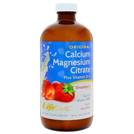 LifeTime Vitamins, Citrato de Cálcio e Magnésio, Morango, 16 fl oz (473 ml)