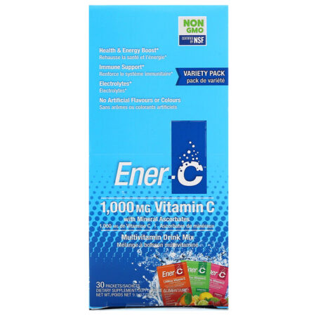 Ener-C, Vitamina C, Mistura de Bebidas Multivitamínicas, Pacote de Variedades, 30 Pacotes, 282,9 g (9,9 oz)