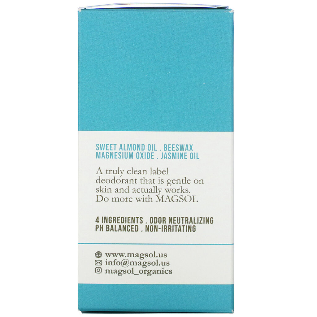 Magsol, Magnesium Deodorant, Jasmine, 3.2 oz (95 g) - Imagem 3