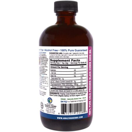 Amazing Herbs, Black Seed, Óleo de Semente de Cominho Preto Prensada a Frio 100% Puro, 240 ml (8 fl oz) - Imagem 2