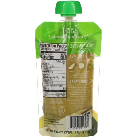 Happy Family Organics, Organic Baby Food, Stage 2, 6+ Months, Pears, Zucchini & Peas, 4 oz (113 g) - Image 2