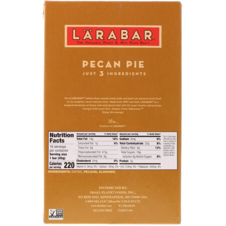 Larabar, The Original Fruit & Nut Food Bar, Pecan Pie, 16 Bars, 1.6 oz (45 g) Each - Image 3