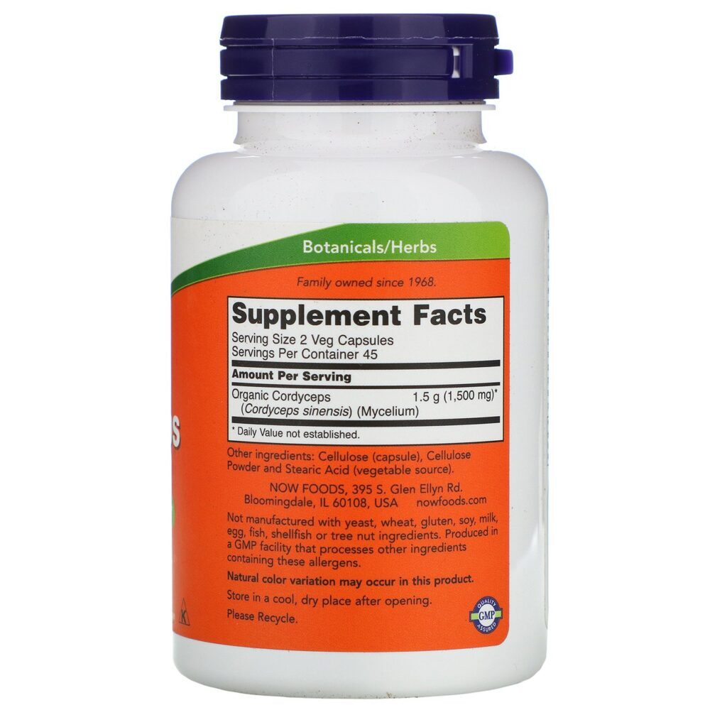 Now Foods, Cordyceps, 750 mg, 90 Cápsulas Vegetais - Imagem 2