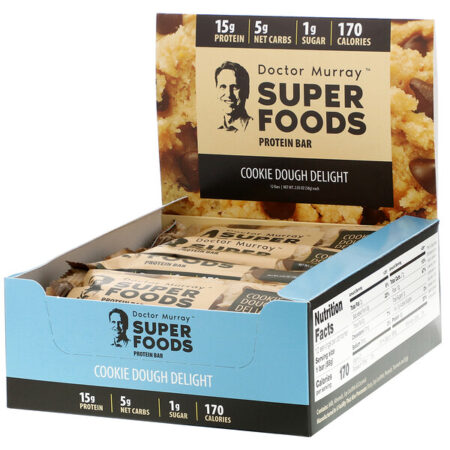 Dr. Murray's, Superfoods Protein Bars, Cookie Dough Delight, 12 Bars, 2.05 oz (58 g) Each