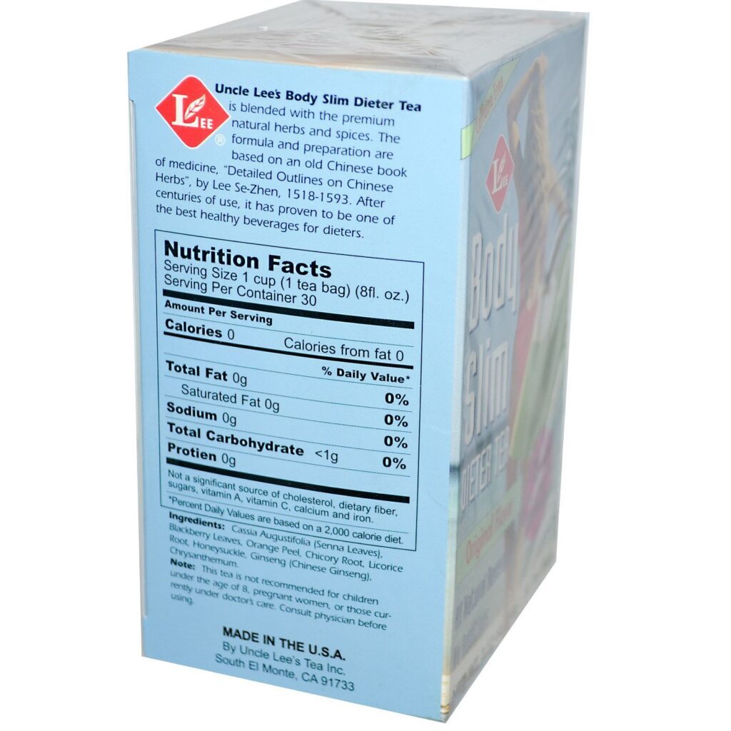 Uncle Lee's Tea, Body Slim Chá Dietético, Sabor Original, Sem Cafeína, 30 Saquinhos de Chá, 2.12 oz (60 g) - Imagem 2