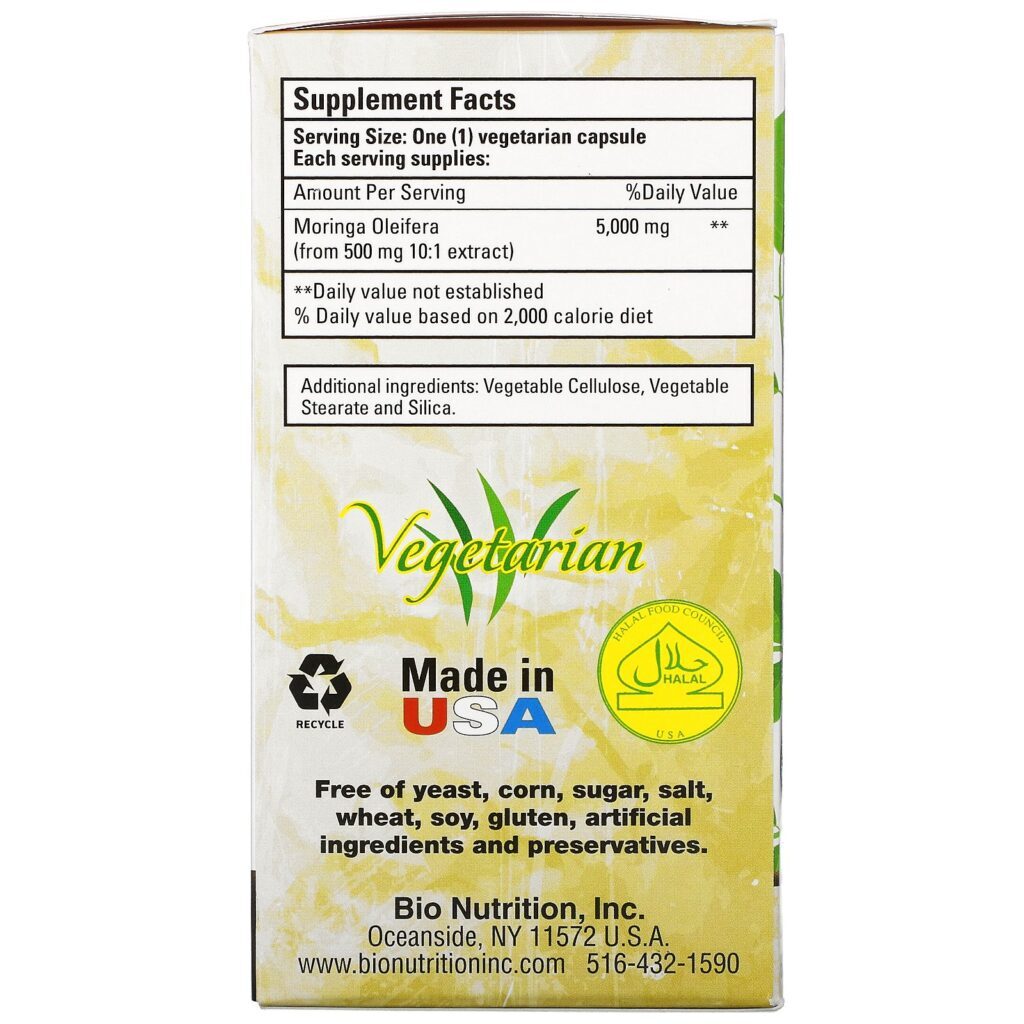 Bio Nutrition, Moringa Super Food, 5,000 mg, 60 Vegetable Capsules - Imagem 2