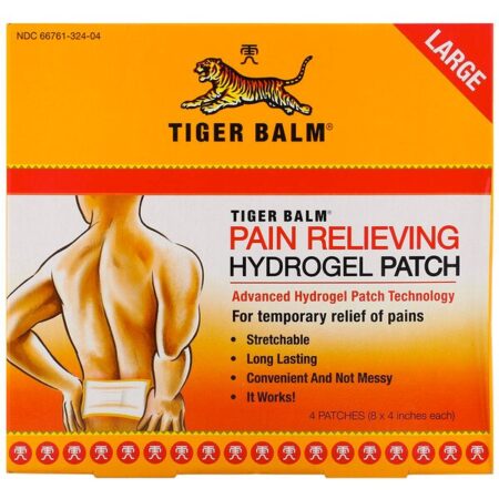 Tiger Balm, Pain Relieving Patch, Large, 4 Adesivos (8 x 4 pol. Cada)