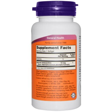 Now Foods, Astaxantina, 10 mg, 60 Cápsulas Softgel - Image 2