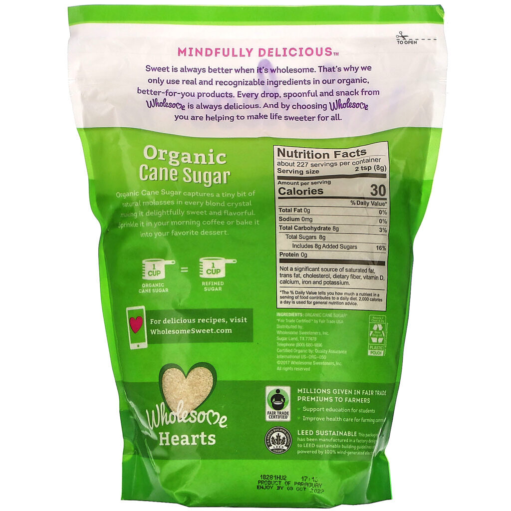 Wholesome, Organic Cane Sugar, 1,81 kg (4 lbs) - Imagem 2