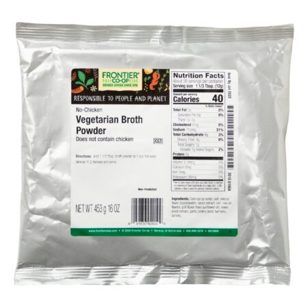 Frontier Natural Products, Pó de preparo para caldo vegetariano, Não Contém Frango, 16 oz (453 g) - Image 2