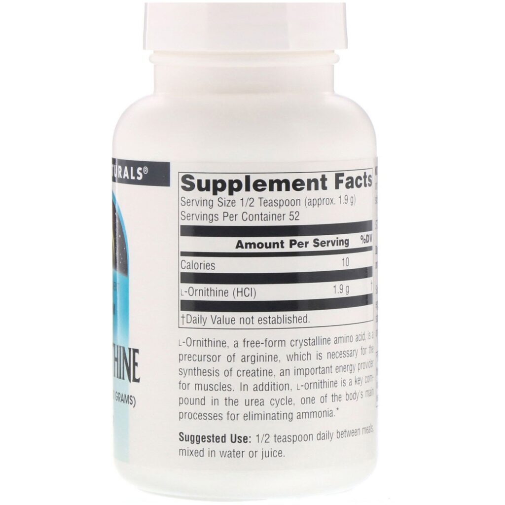 Source Naturals, L-Ornitina em pó, 3,53 oz (100 g) - Imagem 2