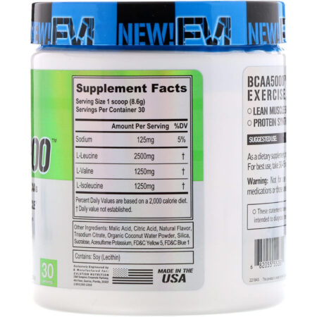 EVLution Nutrition, Ultra Premium BCAA 5000, Lemon Lime, 9.1 oz (258 g) - Image 2