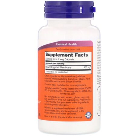 Now Foods, Membrana da Casca do Ovo, 500 mg, 60 Cápsulas Vegetais - Imagem 2
