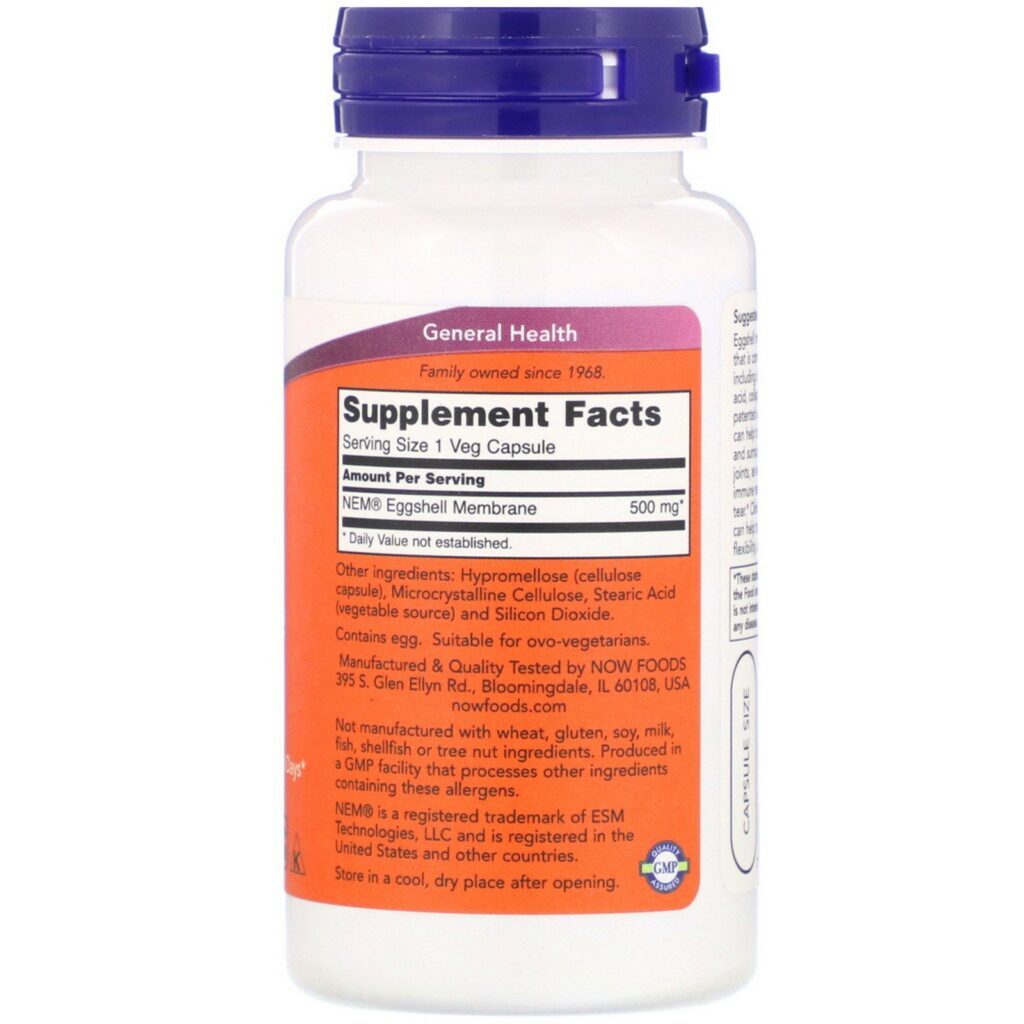Now Foods, Membrana da Casca do Ovo, 500 mg, 60 Cápsulas Vegetais - Imagem 2