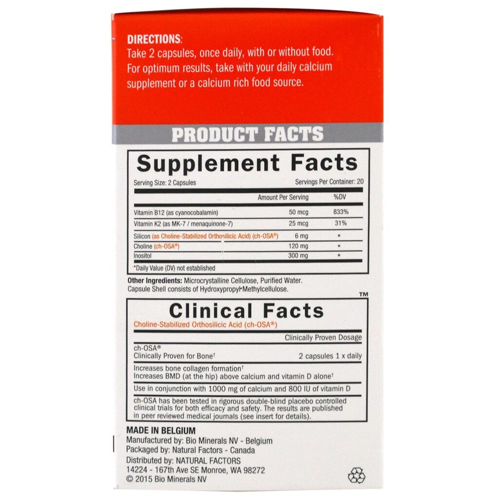 BioSil by Natural Factors, Bone Collagenizer Ultra, 40 Vegetarian Capsules - Imagem 2