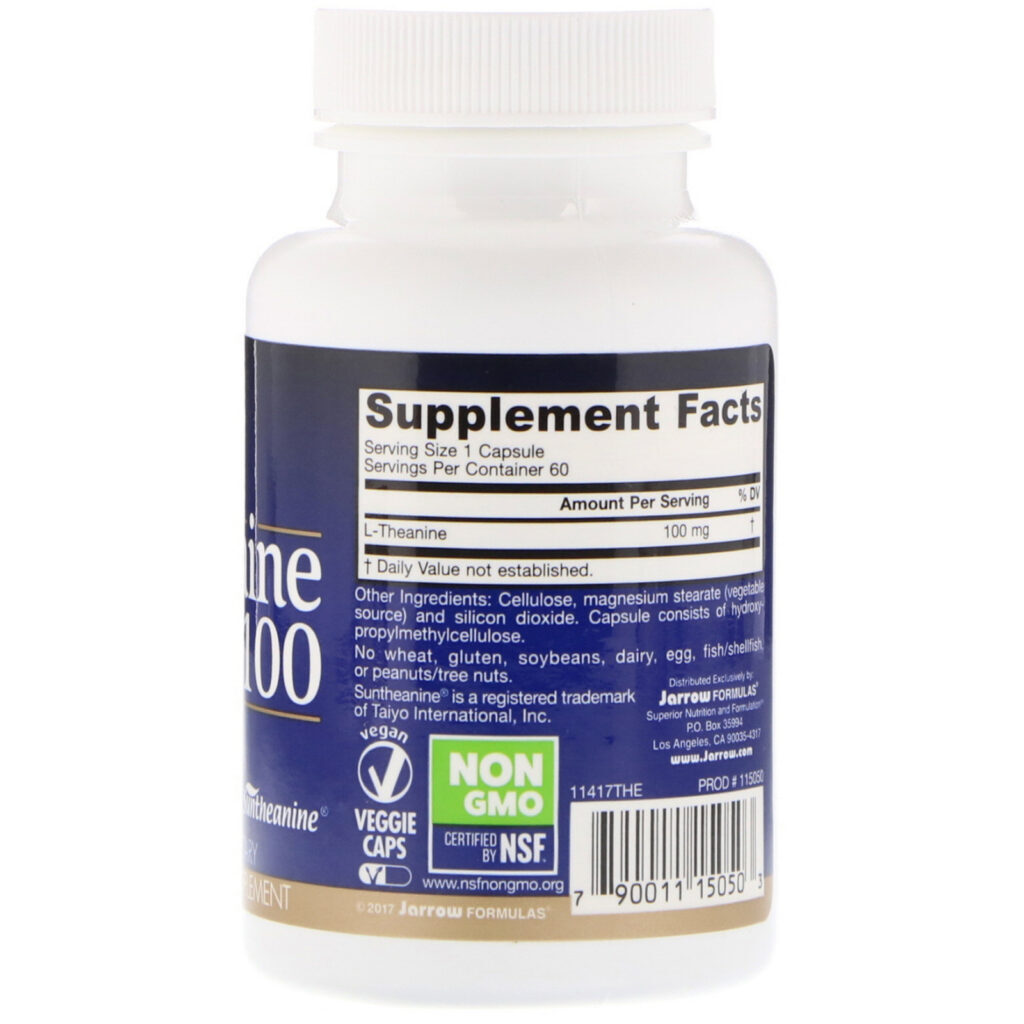 Jarrow Formulas, Theanine 100, 100 mg, 60 Veggie Caps - Imagem 2