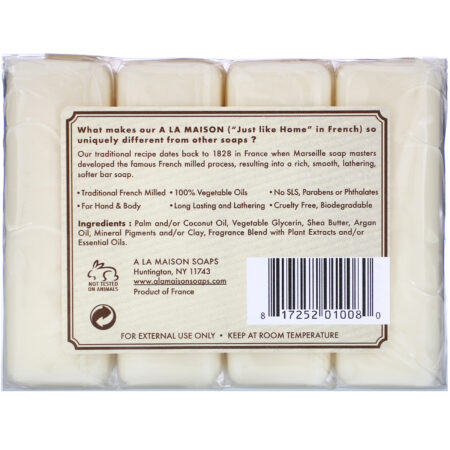 A La Maison de Provence, Sabão em Barra para Mãos e Corpo, Leite de Aveia, 4 Barras, 3,5 oz (100 g) Cada - Image 3