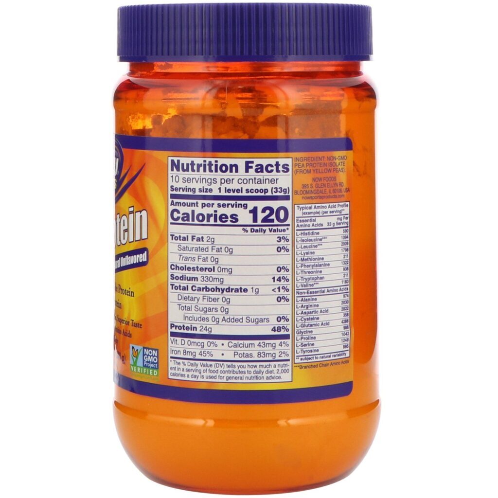 Now Foods, Proteína de ervilhas, natural sem sabor, 12 oz. (340 g) - Imagem 2