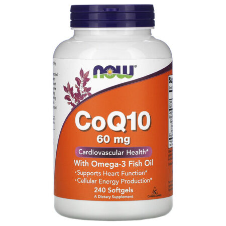 Now Foods, CoQ10 com Óleo de Peixe Ômega 3, 60 mg, 240 Cápsulas Softgel