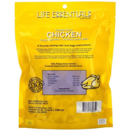 Cat-Man-Doo, Life Essentials, Frango Liofilizado, Para Cães e Gatos, 142 g (5 oz) - Imagem 2