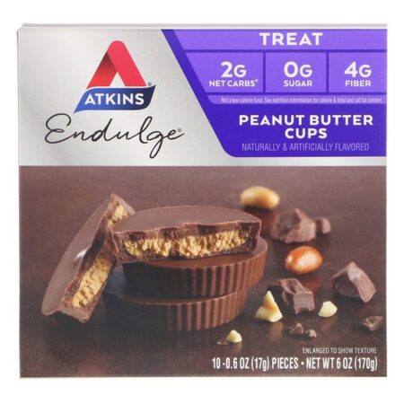 Atkins, Endulge, Copos de Manteiga de Amendoim, 5 Pacotes, 34 g (1,2 oz) Cada