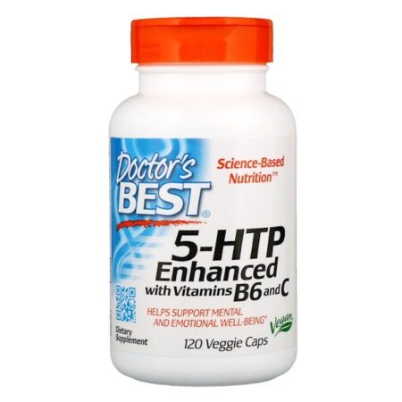 Doctor's Best, 5-HTP, Enriquecido com Vitaminas B6 e C, 120 Cápsulas Vegetais