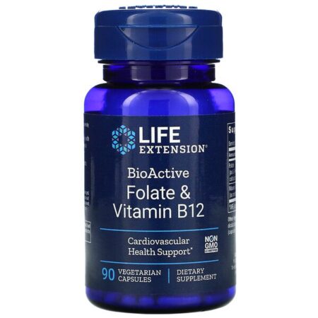 Life Extension, Folato e Vitamina B12 Bioativa, 90 Cápsulas Vegetais