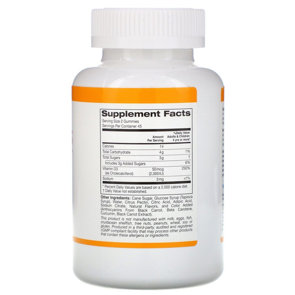 California Gold Nutrition, Gomas de Vitamina D3, Sem Gelatina, Sem Glúten, Sabores de Frutos Silvestres Mistos e Frutas, 2.000 UI Por Dose, 90 Gomas - Imagem 2