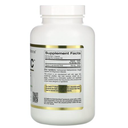 California Gold Nutrition, Gold C, Vitamina C, 500 mg, 240 Cápsulas Vegetais - Imagem 2