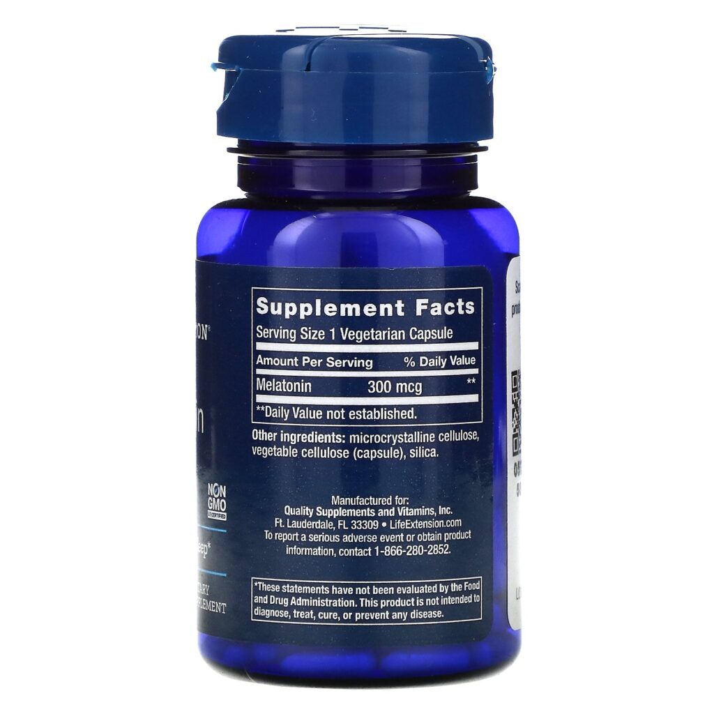 Life Extension, Melatonina, 300 mcg, 100 Cápsulas Vegetais - Imagem 2