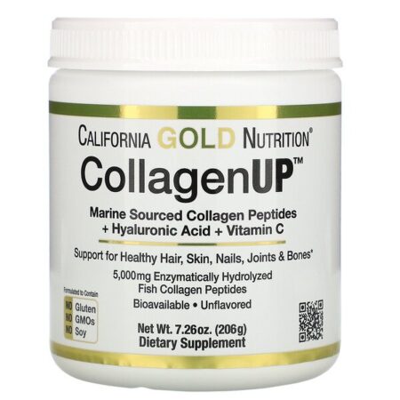 California Gold Nutrition, CollagenUP, Colágeno Hidrolisado Marinho + Ácido Hialurônico + Vitamina C, Sem Sabor, 206 g (7,26 oz)