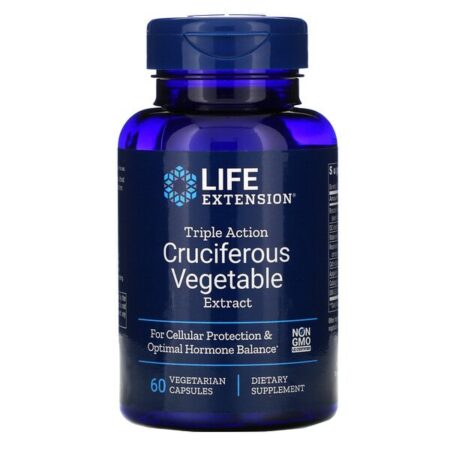 Life Extension, Triple Action Cruciferous Vegetable Extract, 60 Cápsulas Vegetais