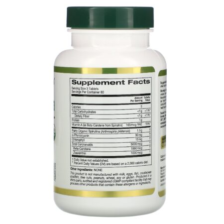 California Gold Nutrition, Espirulina Orgânica, 500 mg, 240 Comprimidos - Image 2