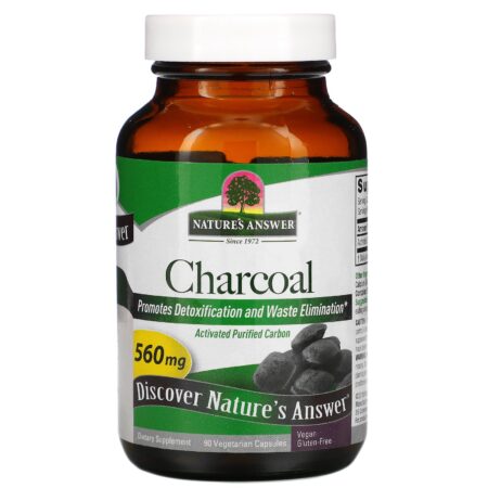 Nature's Answer, Charcoal, Activated Purified Carbon, 560 mg, 90 Vegetable Capsules - Image 3