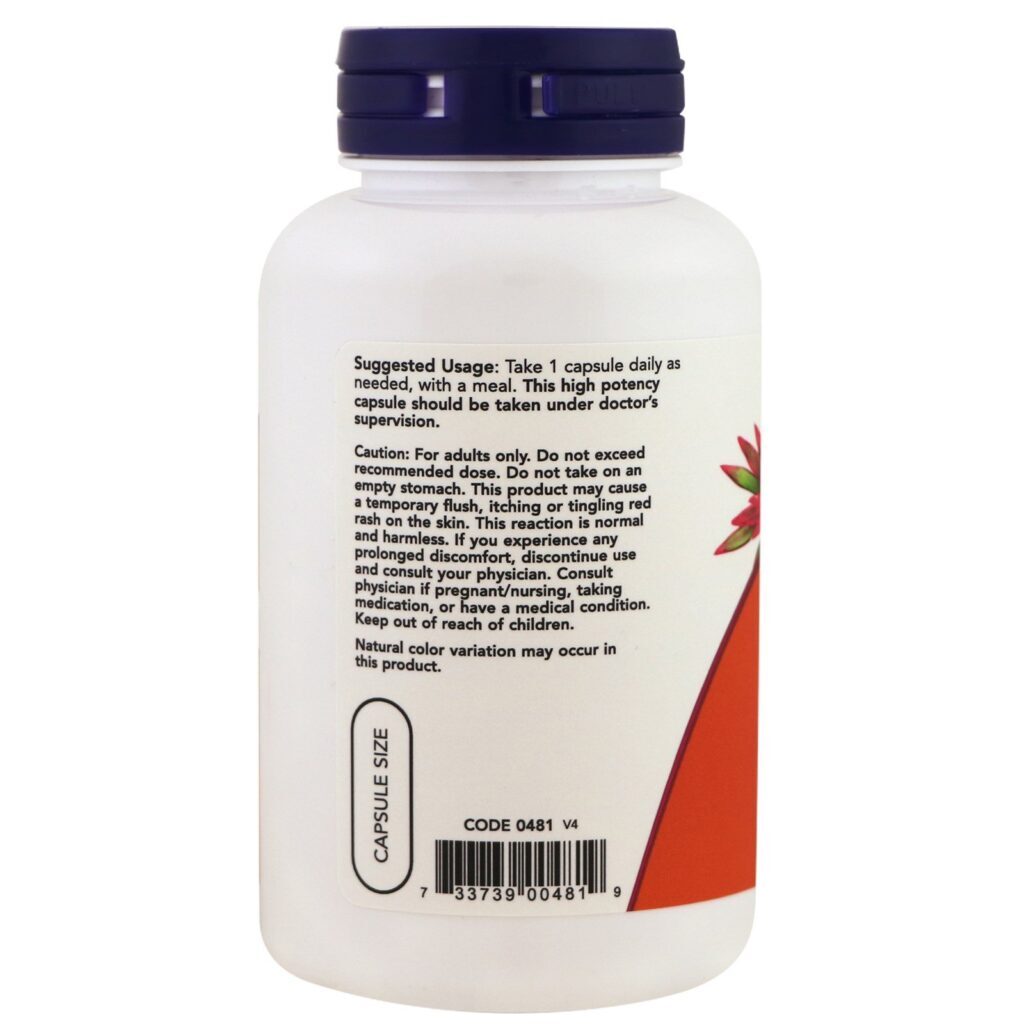 Now Foods, Niacina, 500 mg, 100 cápsulas - Imagem 3