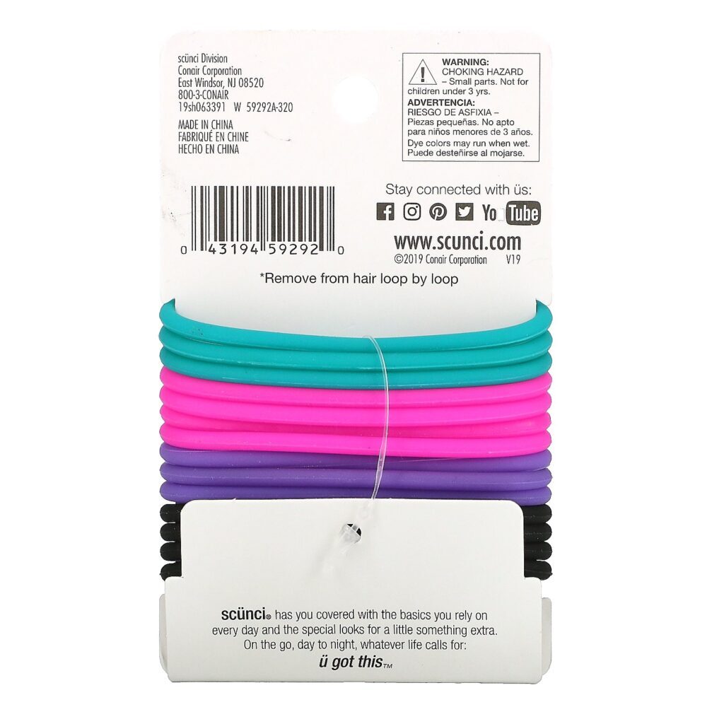 Scunci, Elásticos No Slip Grip Everyday & Active, mantêm os cabelos presos firmemente, 14 peças - Imagem 2