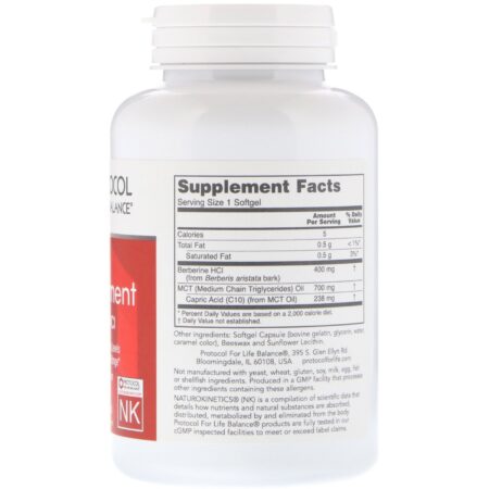 Protocol for Life Balance, Gerenciamento de Glicose com Berberina HCL, 90 Softgels - Image 2