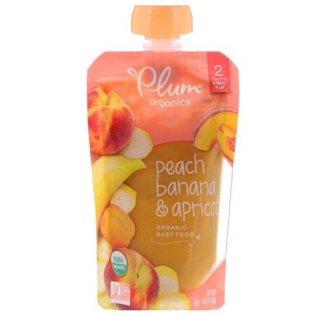 Plum Organics, Papinha de Bebê Orgânica, Estágio 2, Pera, Banana e Damasco, 4 oz (113 g)