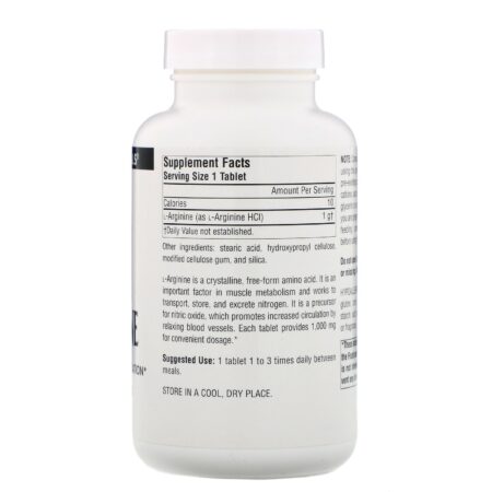 Source Naturals, L-Arginina, Fórmula livre, 1000 mg, 100 tabletes - Image 2