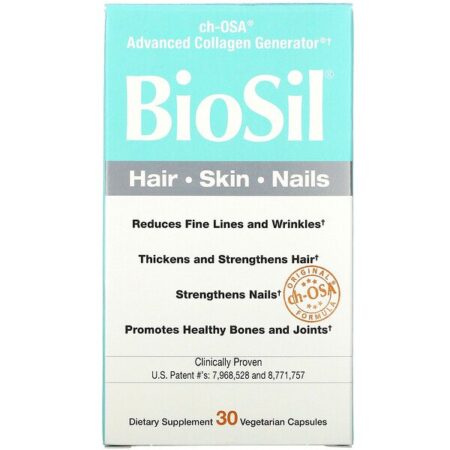 BioSil by Natural Factors, Gerador Avançado de Colágeno ch-OSA, 30 Cápsulas Vegetarianas